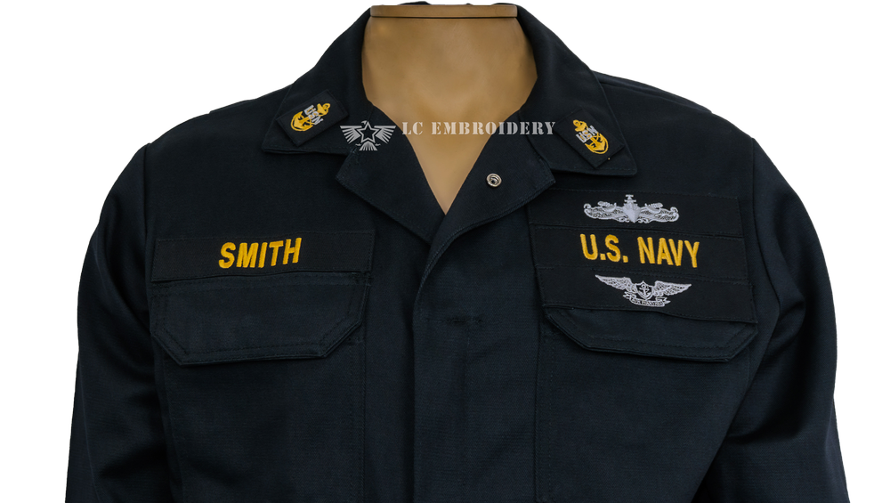 MEDIUM Navy Blue Bulwark Coverall and Nametapes — LC EMBROIDERY